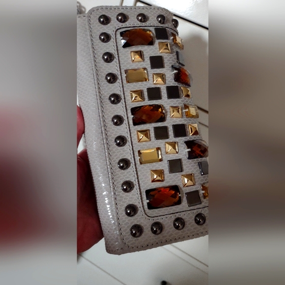 Hype blue gray long gemstone clutch,1 inside pocket.fits phones + - Picture 2 of 8